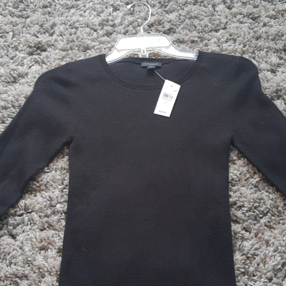 Ann Taylor Black Long Sleeve Ruffle Sweater XS - Picture 3 of 6
